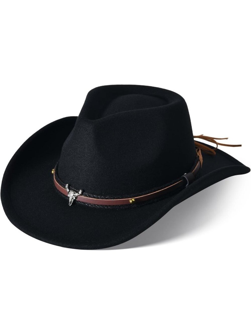 Women's C Black Western Cowgirl Hats Felt Fedora Hat Chapeau Halloween Costume
